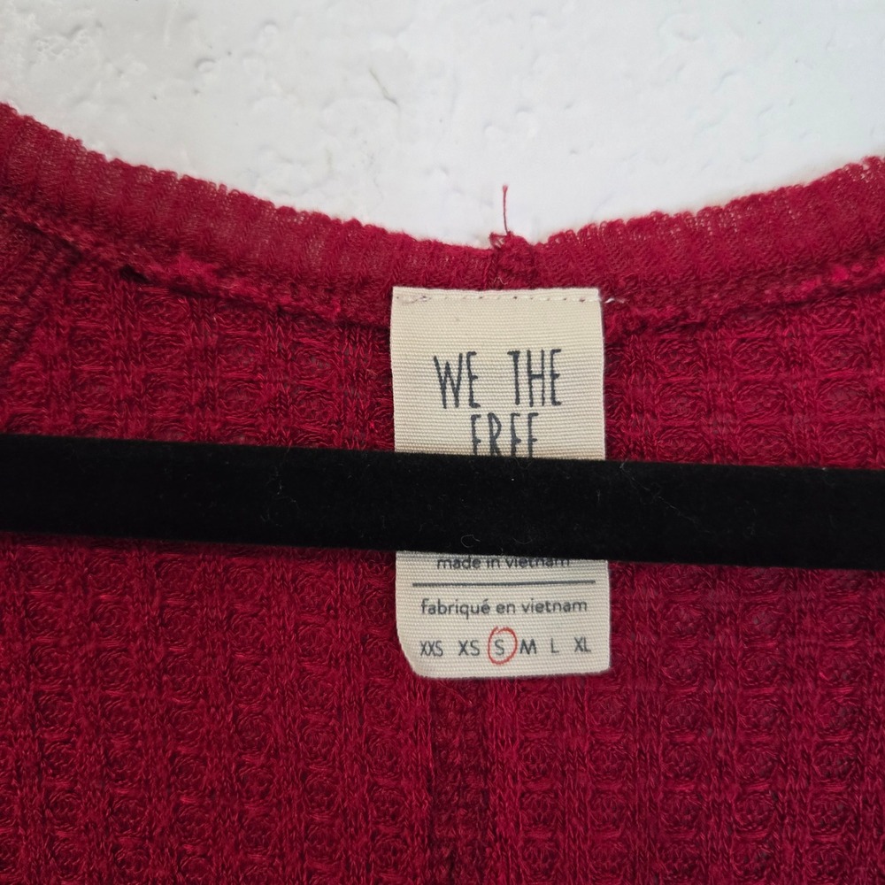 We The Free Red Deep Red Waffle Knit Drippy Thermal Long Sleeve Size S - Picture 5 of 7